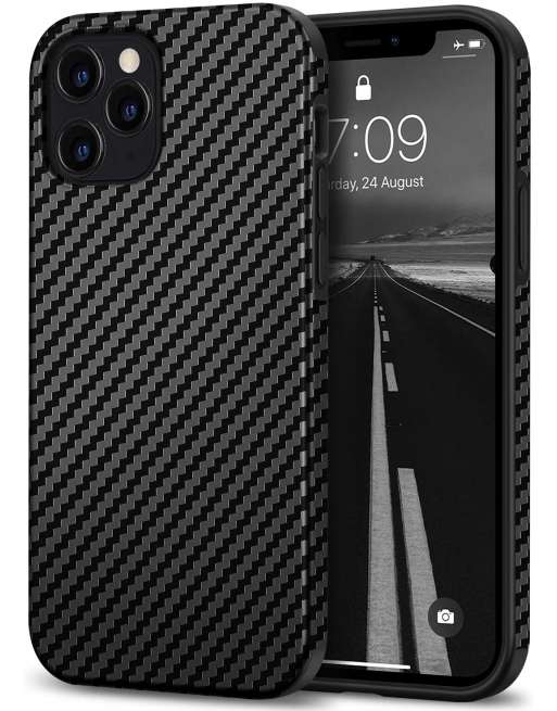 Compatible with iPhone 12/12 Pro Case Carbon Fiber Leather Design with TPU Hybrid Slim Case Compatible for iPhone 12/12 Pro