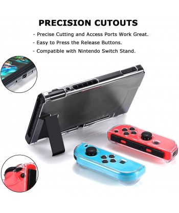 Dockable Protective Case Compatible with Nintendo Switch Separable Crystal Clear Case Console and Joy-Con Controllers (Clear)