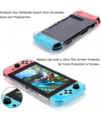 Dockable Protective Case Compatible with Nintendo Switch Separable Crystal Clear Case Console and Joy-Con Controllers (Clear)