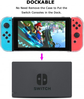 Dockable Protective Case Compatible with Nintendo Switch Separable Crystal Clear Case Console and Joy-Con Controllers (Clear)