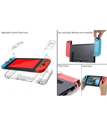 Dockable Protective Case Compatible with Nintendo Switch Separable Crystal Clear Case Console and Joy-Con Controllers (Clear)