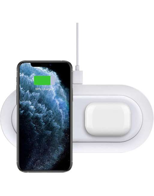 Dual Wireless Charger, 20W 2 in 1 Wireless Charging Stand for iPhone,Airpods,Qi Wireless Fast Charging for Samsung Galaxy