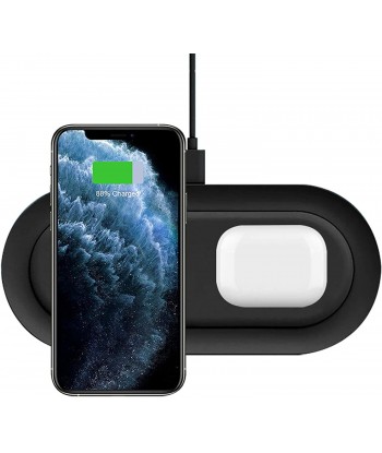 Dual Wireless Charger, 20W 2 in 1 Wireless Charging Stand for iPhone,Airpods,Qi Wireless Fast Charging for Samsung Galaxy