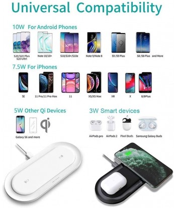 Dual Wireless Charger, 20W 2 in 1 Wireless Charging Stand for iPhone,Airpods,Qi Wireless Fast Charging for Samsung Galaxy