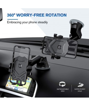 Car Phone Mount, Long Neck Dash & Windshield Phone Holder for Car Compatible with Phone