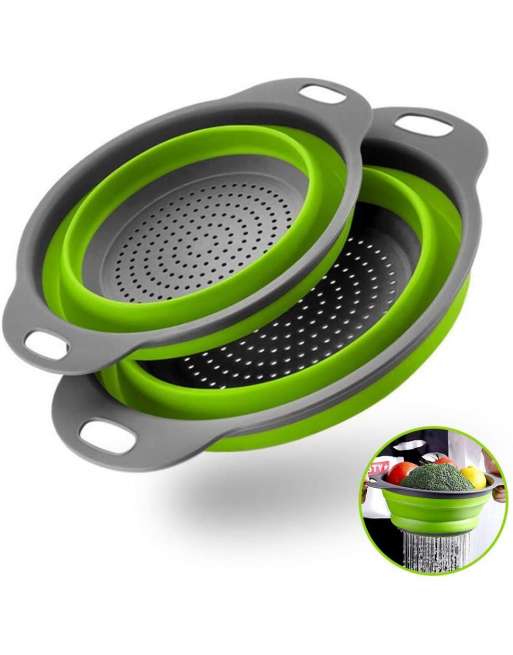 Collapsible Colanders with Handles with Extendable Handles Perfect for Draining Pasta Vegetable fruit 2 PCS