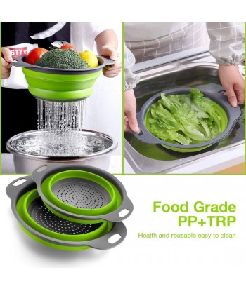 Collapsible Colanders with Handles with Extendable Handles Perfect for Draining Pasta Vegetable fruit 2 PCS